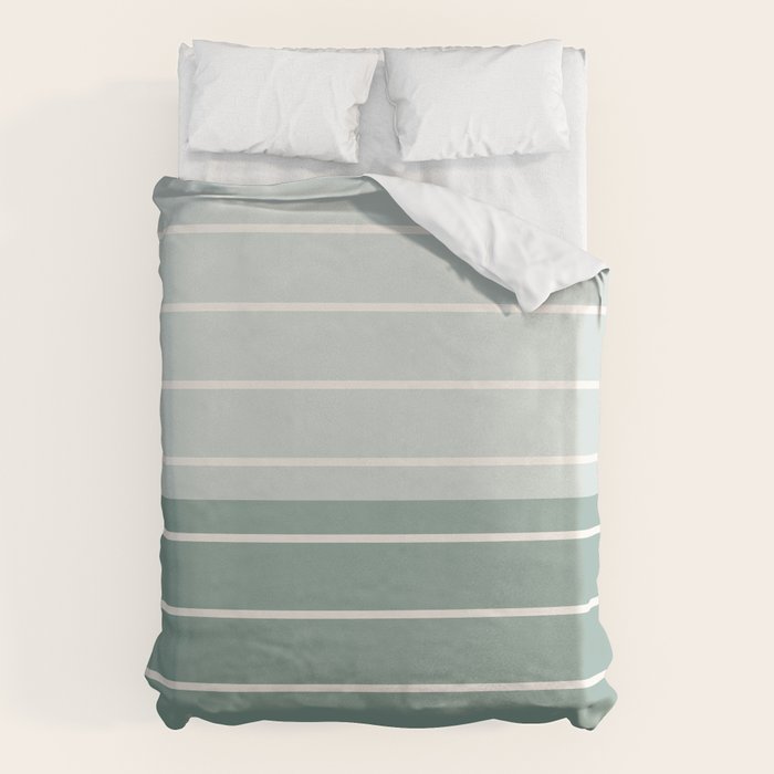 Two Tone Stripes - Sage Duvet Cover Gallery Image 6