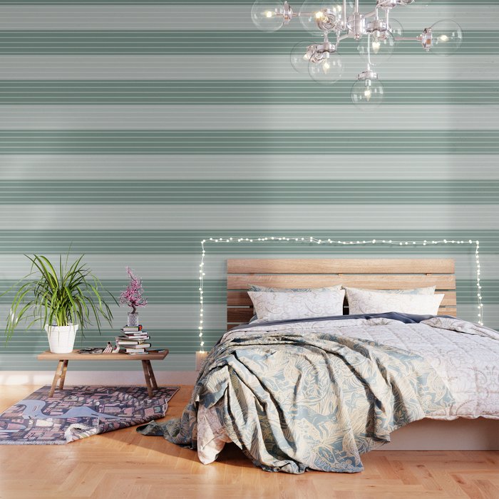 Two Tone Stripes - Sage Wallpaper Gallery Image 1