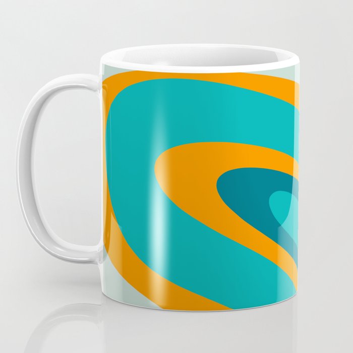 Retro Modern Swirls Abstract Turquoise Teal Orange Coffee Mug Gallery Image 3