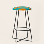 Retro Modern Swirls Abstract Turquoise Teal Orange Stool Gallery Image 1