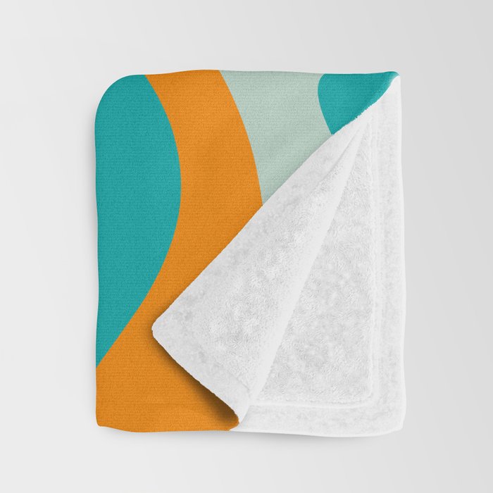 Retro Modern Swirls Abstract Turquoise Teal Orange Throw Blanket Gallery Image 3