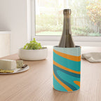 Retro Modern Swirls Abstract Turquoise Teal Orange Wine Chiller Gallery Image 4