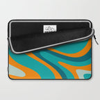 Retro Modern Swirls Abstract Turquoise Teal Orange Laptop Sleeve Gallery Image 2