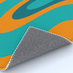 Retro Modern Swirls Abstract Turquoise Teal Orange Rug Gallery Image 4