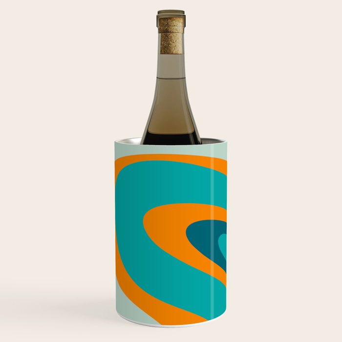 Retro Modern Swirls Abstract Turquoise Teal Orange Wine Chiller Gallery Image 2