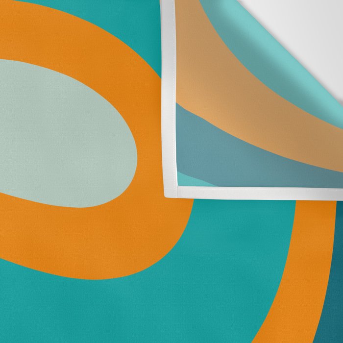 Retro Modern Swirls Abstract Turquoise Teal Orange Wall Tapestry Gallery Image 3