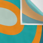 Retro Modern Swirls Abstract Turquoise Teal Orange Wall Tapestry Gallery Image 3