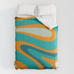 Retro Modern Swirls Abstract Turquoise Teal Orange Comforter Gallery Image 6
