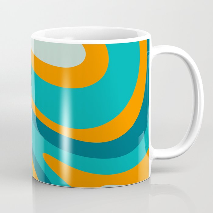 Retro Modern Swirls Abstract Turquoise Teal Orange Coffee Mug Gallery Image 1