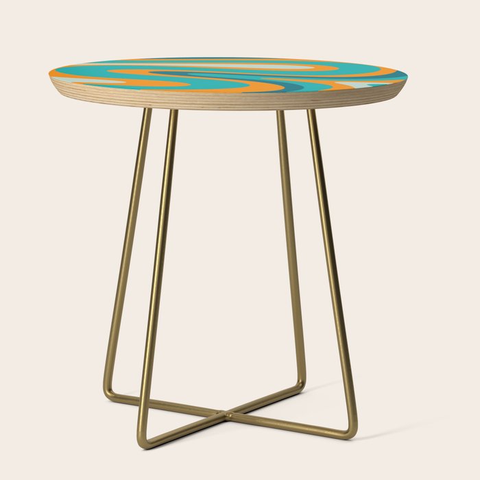 Retro Modern Swirls Abstract Turquoise Teal Orange Side Table Gallery Image 1