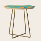 Retro Modern Swirls Abstract Turquoise Teal Orange Side Table Gallery Image 1