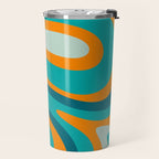Retro Modern Swirls Abstract Turquoise Teal Orange Travel Mug Gallery Image 2