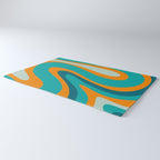 Retro Modern Swirls Abstract Turquoise Teal Orange Rug Gallery Image 3