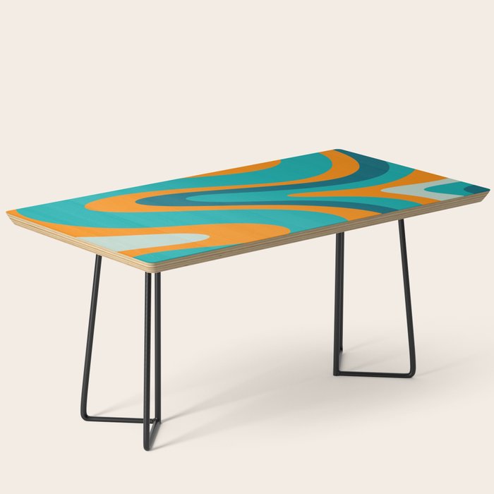 Retro Modern Swirls Abstract Turquoise Teal Orange Coffee Table Gallery Image 1