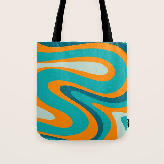 Retro Modern Swirls Abstract Turquoise Teal Orange Tote Bag Gallery Image 1