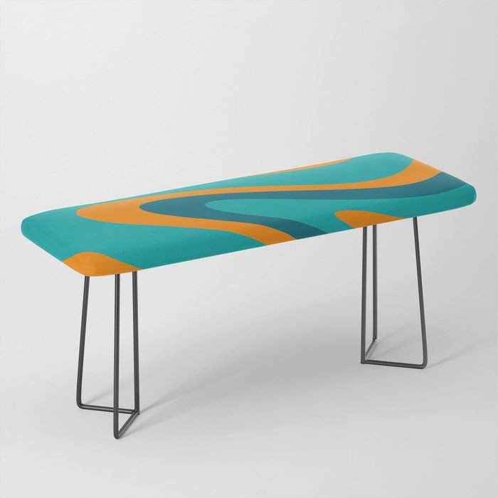 Retro Modern Swirls Abstract Turquoise Teal Orange Bench Gallery Image 1