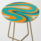 Retro Modern Swirls Abstract Turquoise Teal Orange Side Table Gallery Image 2