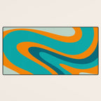 Retro Modern Swirls Abstract Turquoise Teal Orange Desk Mat Gallery Image 3