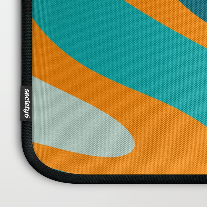 Retro Modern Swirls Abstract Turquoise Teal Orange Laptop Sleeve Gallery Image 3