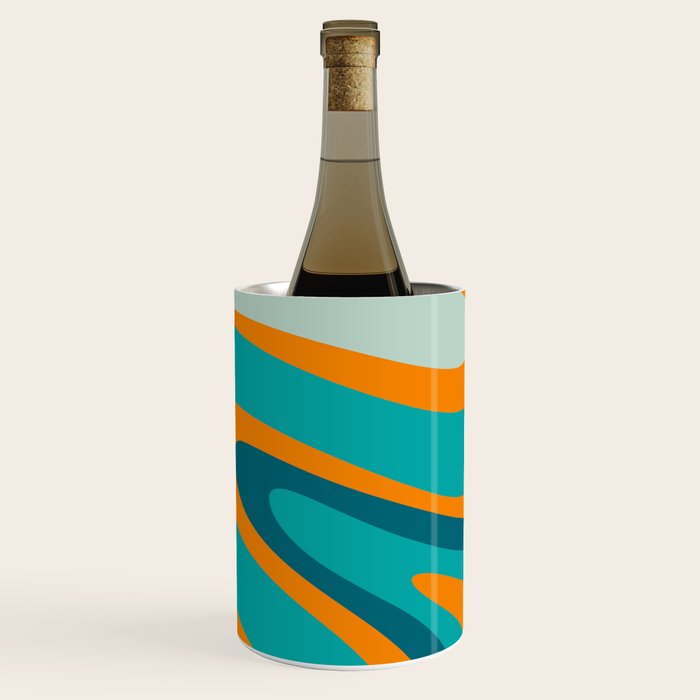 Retro Modern Swirls Abstract Turquoise Teal Orange Wine Chiller Gallery Image 1