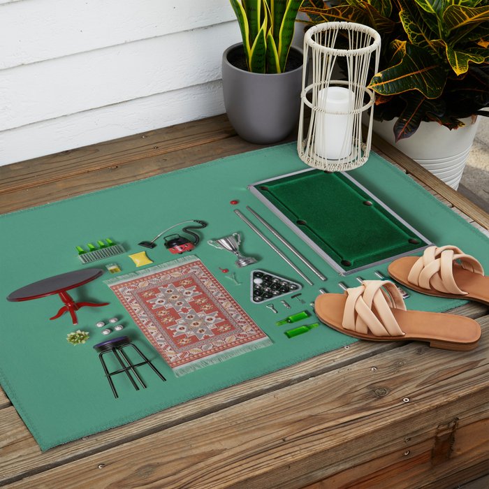 Dollhouse inventory / dark green Outdoor Rug Gallery Image 2