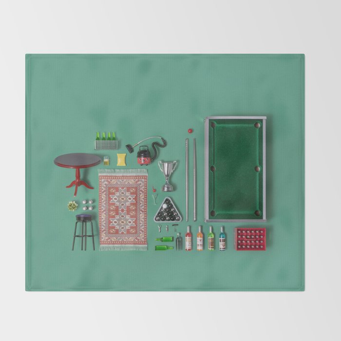 Dollhouse inventory / dark green Throw Blanket Gallery Image 2