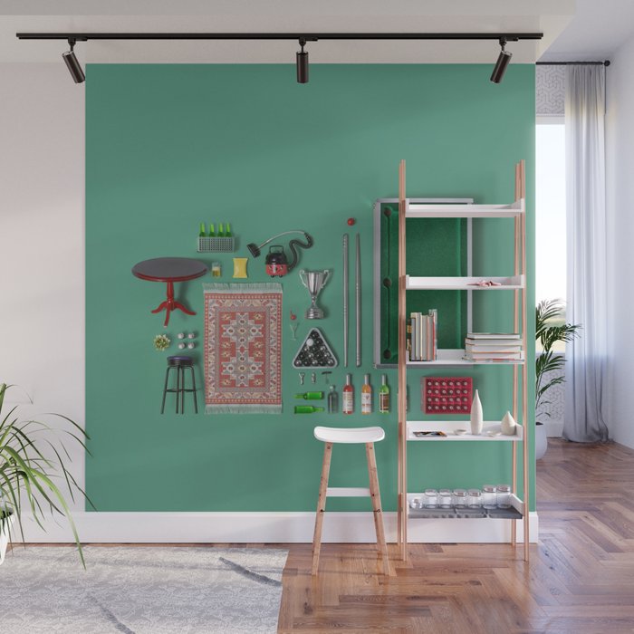 Dollhouse inventory / dark green Wall Mural Gallery Image 1