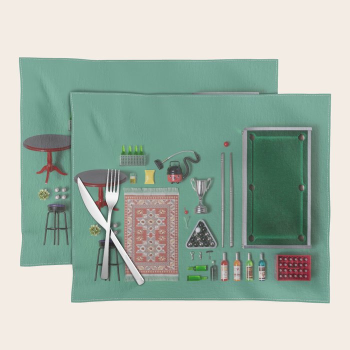 Dollhouse inventory / dark green Placemat Gallery Image 1