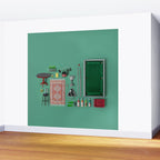 Dollhouse inventory / dark green Wall Mural Gallery Image 2