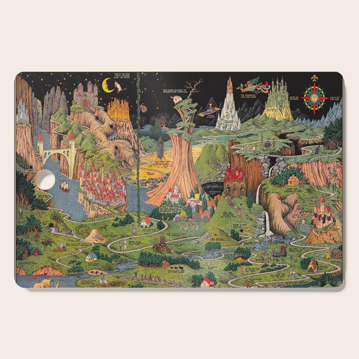 The land of make believe. Published by Jaro Hess 1930 Cornucopia of Fairy Tales Detailed Labeled Map Fun Magical Fantasy Art Cutting Board Gallery Image 1