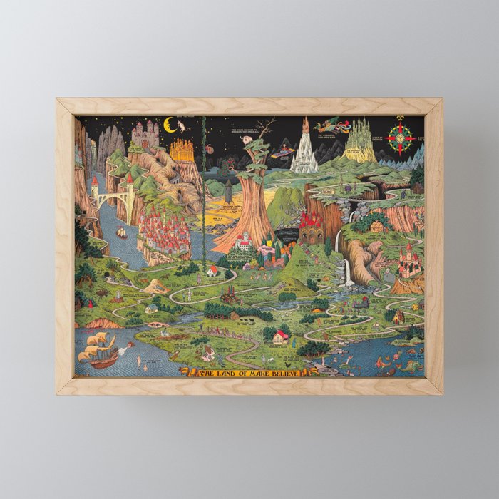 The land of make believe. Published by Jaro Hess 1930 Cornucopia of Fairy Tales Detailed Labeled Map Fun Magical Fantasy Art Mini Art Print Gallery Image 1