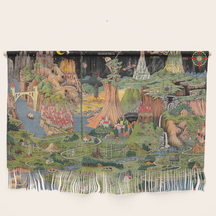 The land of make believe. Published by Jaro Hess 1930 Cornucopia of Fairy Tales Detailed Labeled Map Fun Magical Fantasy Art Wall Hanging Gallery Image 1