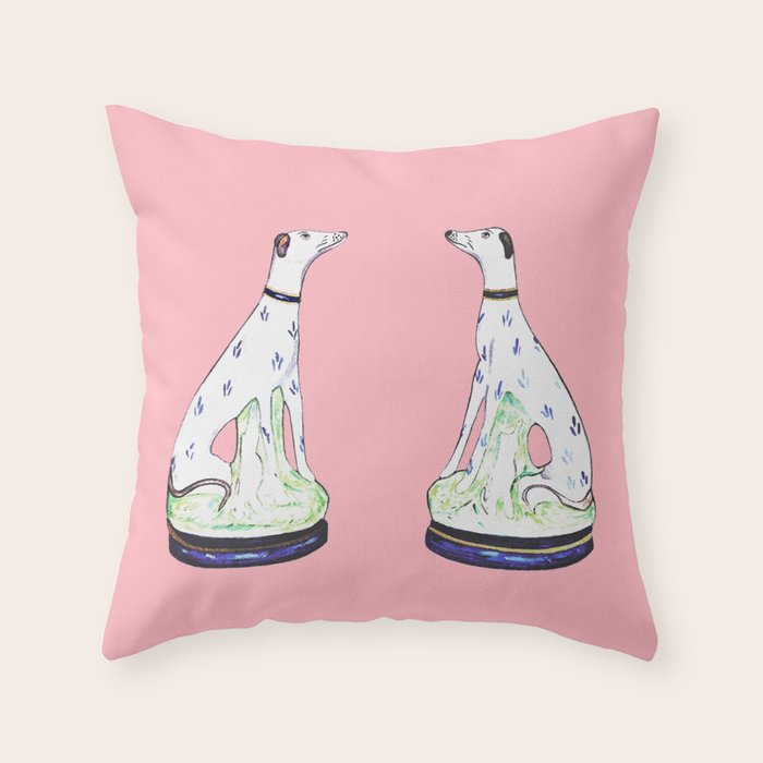 STAFFORDSHIRE GREYHOUND TWINS Throw Pillow Gallery Image 6