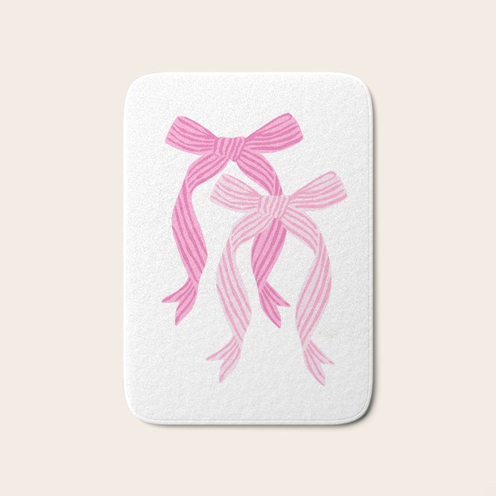 striped bows in pink Bath Mat Gallery Image 1