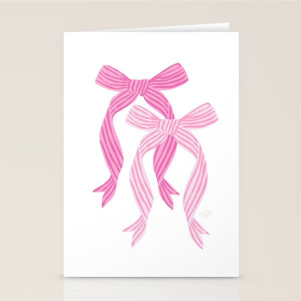 striped bows in pink Stationery Card Gallery Image 2