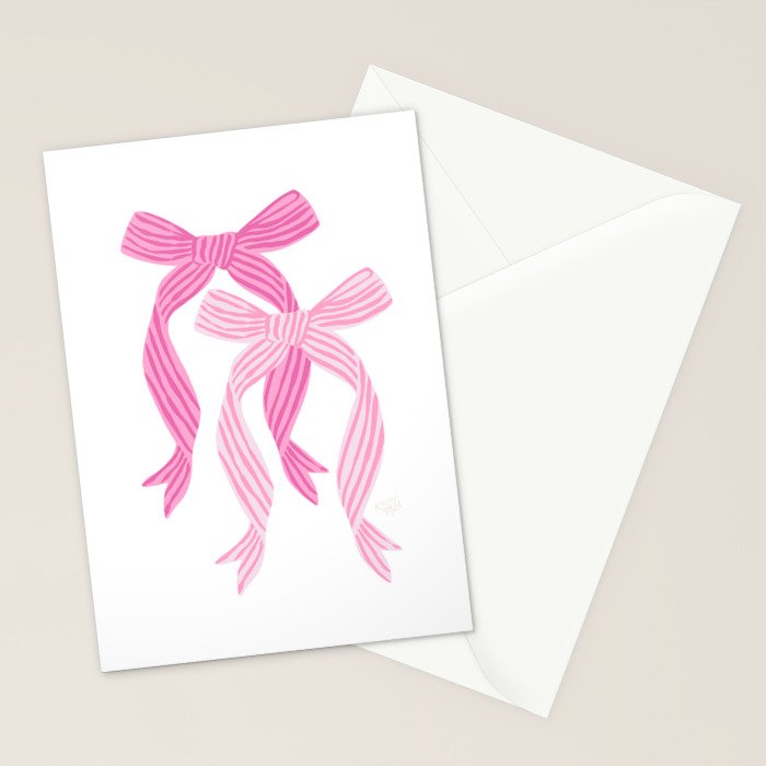 striped bows in pink Stationery Card Gallery Image 2