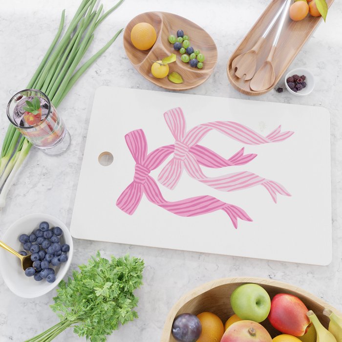 striped bows in pink Cutting Board Gallery Image 2