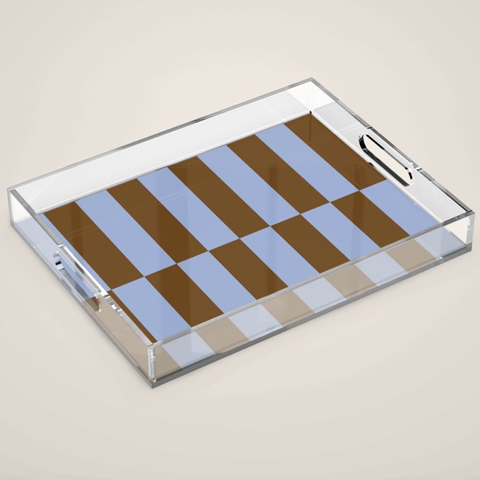 Duo II - Brown and Blue Stripes Acrylic Tray Gallery Image 1