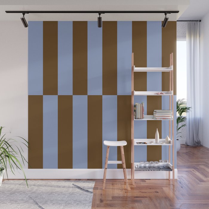 Duo II - Brown and Blue Stripes Wall Mural Gallery Image 1