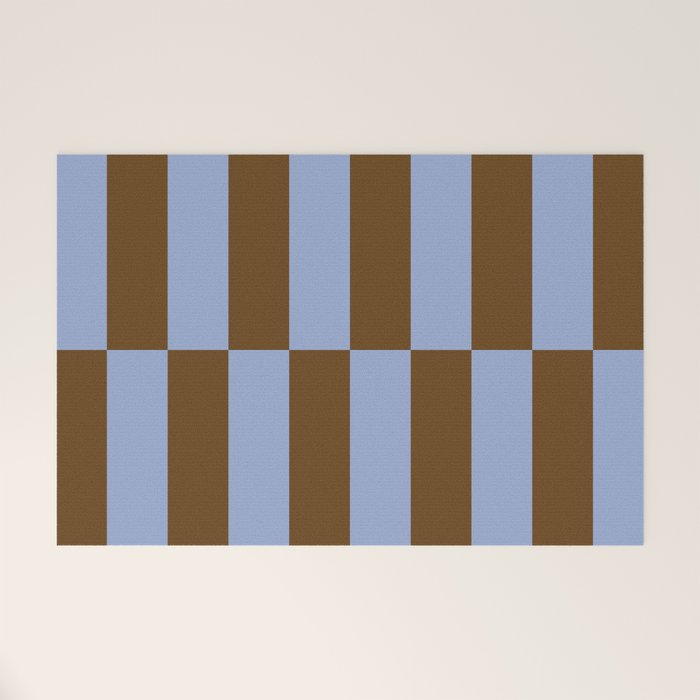 Duo II - Brown and Blue Stripes Welcome Mat Gallery Image 1
