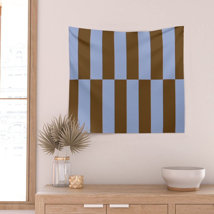 Duo II - Brown and Blue Stripes Wall Tapestry Gallery Image 2