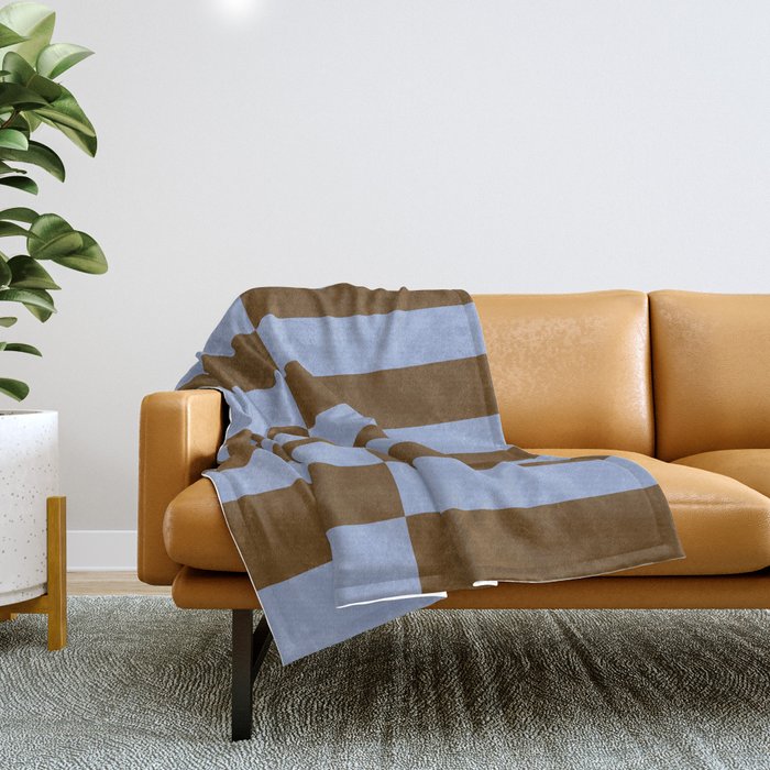 Duo II - Brown and Blue Stripes Throw Blanket Gallery Image 1