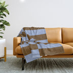 Duo II - Brown and Blue Stripes Throw Blanket Gallery Image 1