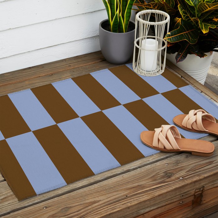 Duo II - Brown and Blue Stripes Outdoor Rug Gallery Image 2