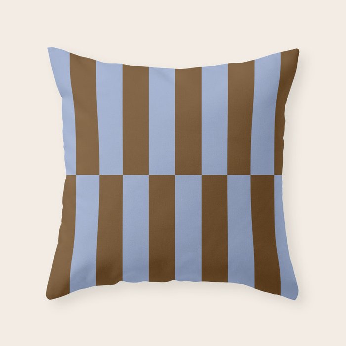 Duo II - Brown and Blue Stripes Throw Pillow Gallery Image 6