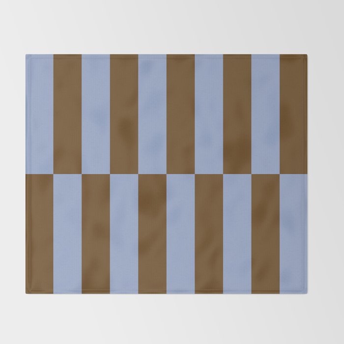 Duo II - Brown and Blue Stripes Throw Blanket Gallery Image 2
