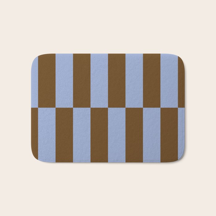 Duo II - Brown and Blue Stripes Bath Mat Gallery Image 1