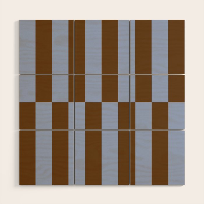 Duo II - Brown and Blue Stripes Wood Wall Art Gallery Image 1