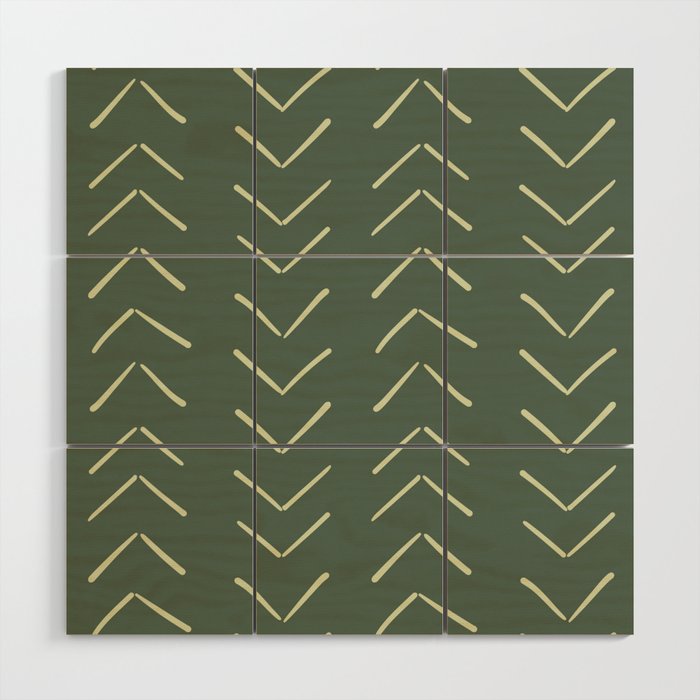 Boho Big Arrows in Leaf Green Wood Wall Art Gallery Image 1