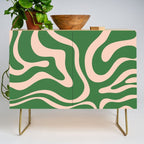 Retro Liquid Candy Swirl Abstract Pattern in Green and Blush Pink  Credenza Gallery Image 1